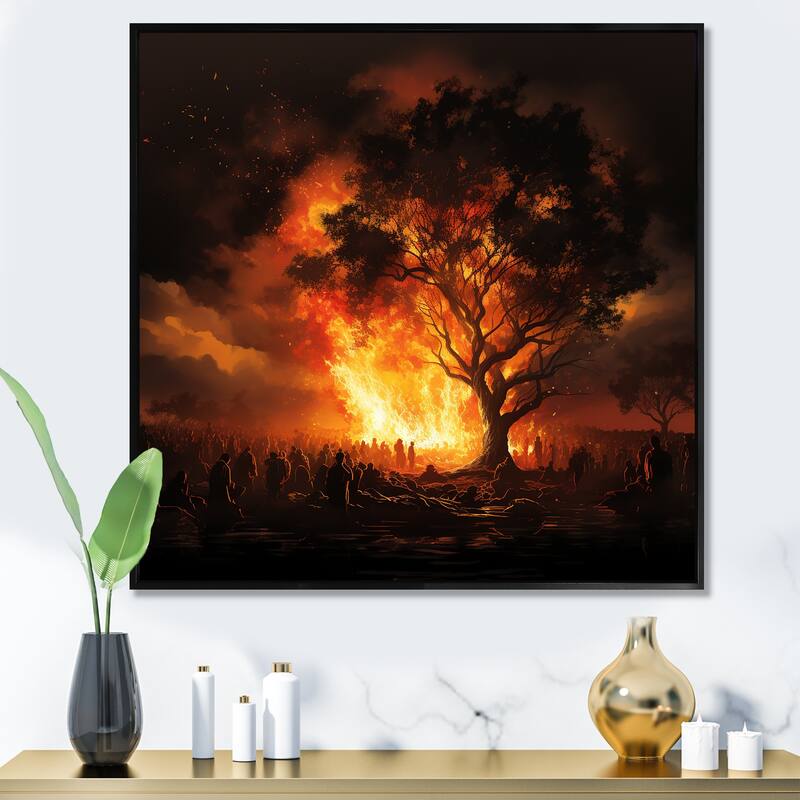 Designart "Judaism Bonfire Blaze Friery Wilderness Luminescence